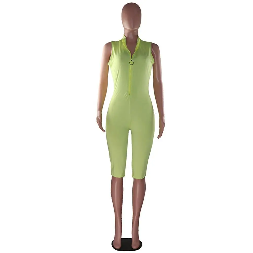 Bkld Nữ Ôm Body Áo Liền Quần Quần Gợi Cảm Dây Kéo Cổ V Clubwear Jumpsuit Mùa Hè 2020 Mới Không Tay Chắc Chắn Nữ Rompers Playsuits