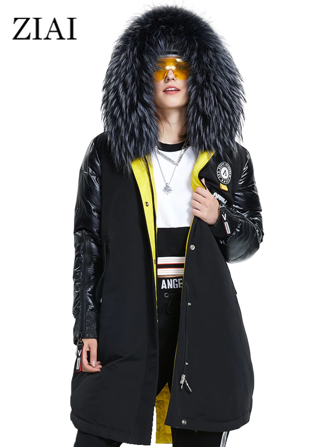 ZIAI 2022 Winter women down jacket Long Coats female fashion top quality zipper Natural fur collar ZR-3022