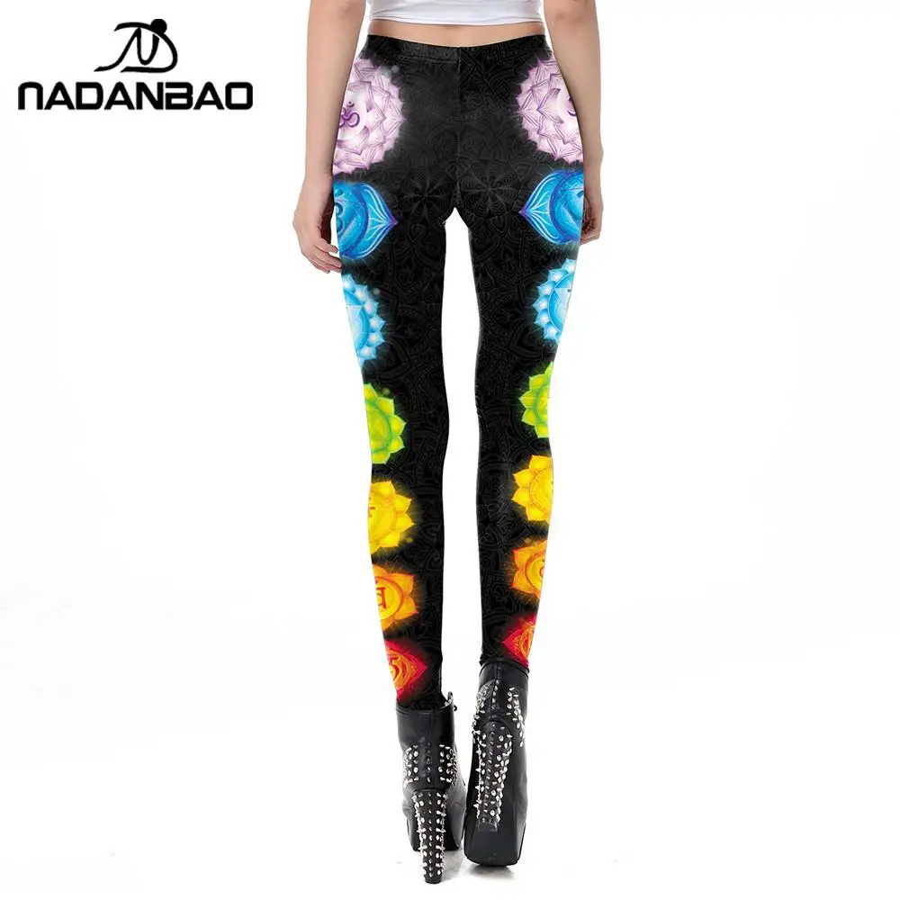 NADANBAO Seven Chakra Mandala Leggings Women Workout Pants Aztec Round OM Printed Leggins Fashion Outdoor Legins