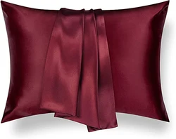 Taie d'Oreiller en Satin Soyeux, Juste de Coussin Douce et Saine, Imitation Enveloppe, Hôtel, Maison, King Size, Queen Size