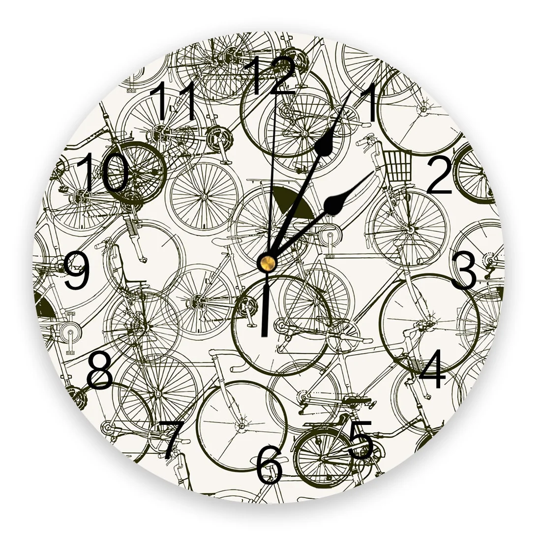 Single Line Bicycle Living Room Clock Wall Round Clocks Decor Home Bedroom Kitchen Decoration Wall Clocks