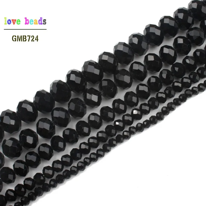 Faceted Black Glass Crystal Rondelle Spacer Beads 4/6/8/10/12/14mm Jewelry Making Diy Jewelry Accessories Jewelry Findings