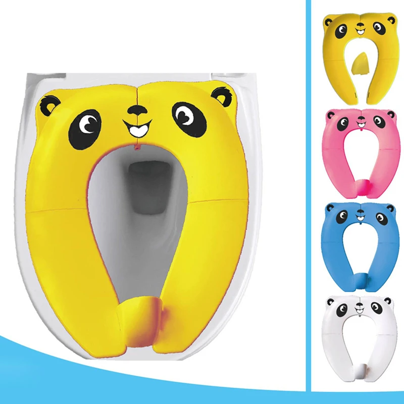 Children's Toilet Pad Training Seat Potty Portable Travel Toilet Cover Foldable Reusable Pot Ring With Splash Guard Non-Slip Pad