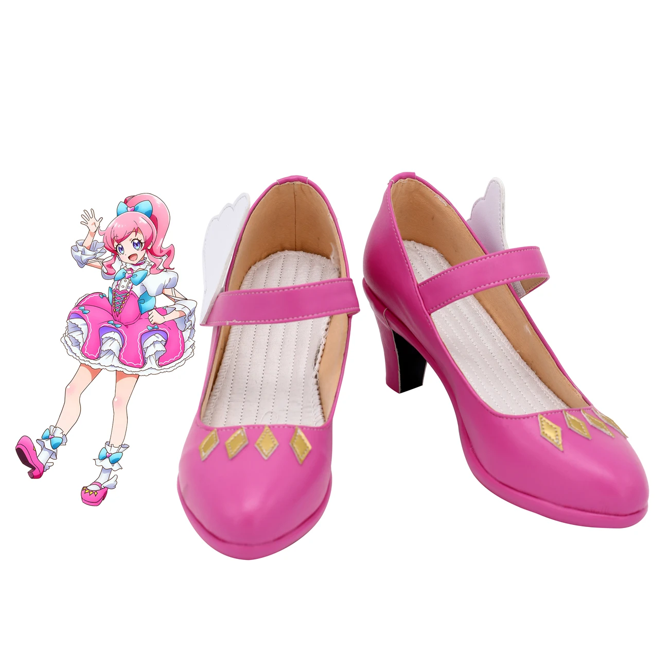 Pretty☆Channel Momoyama Mirai Cosplay Shoes Pink Boots High Heel Custom Made