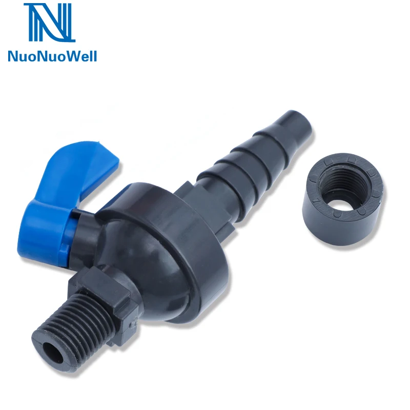 NuoNuoWell 1/4'' x 20mm PVC Cock Valve For Liquid Pressure Gauge Laboratory Pipe Sampling Valve Connector