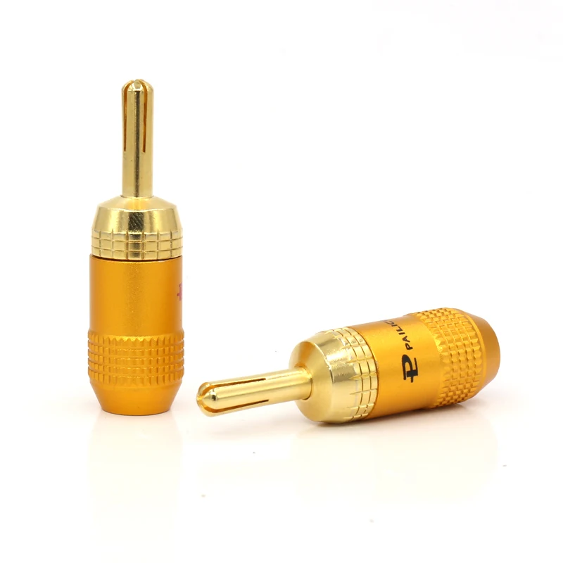 10 PCS/lot hifi audio PAILICCS Gold Plated Banana Plug Connector for Speaker Cable Solder