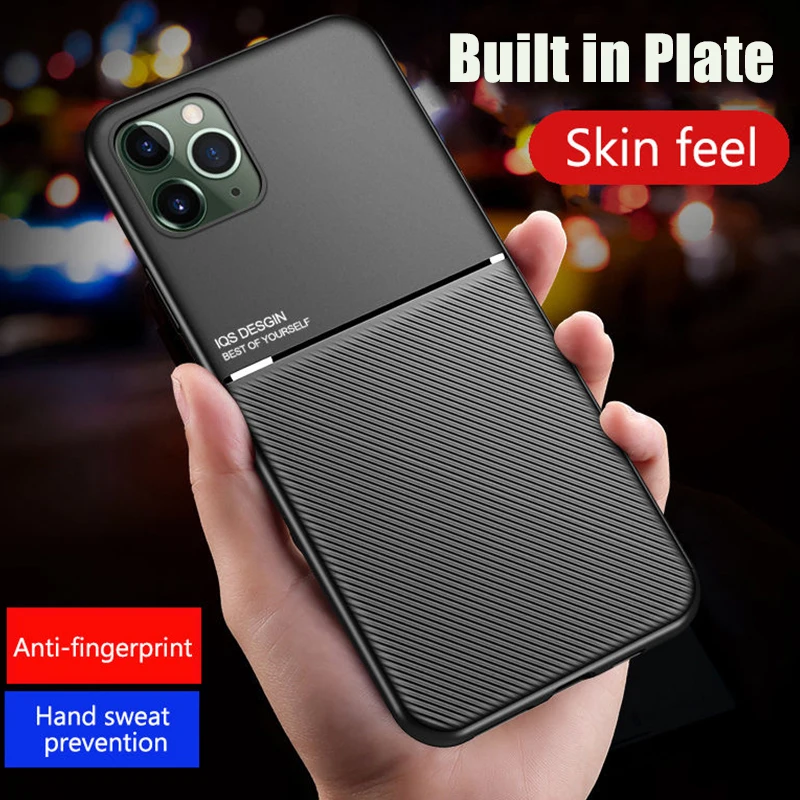 Magnetic Car Phone Case for iPhone 15 14 11 13 16 Pro MAX XR XS 12 Mini 7 8 Plus Built-in Magnet Metal Soft TPU Shockproof Cover