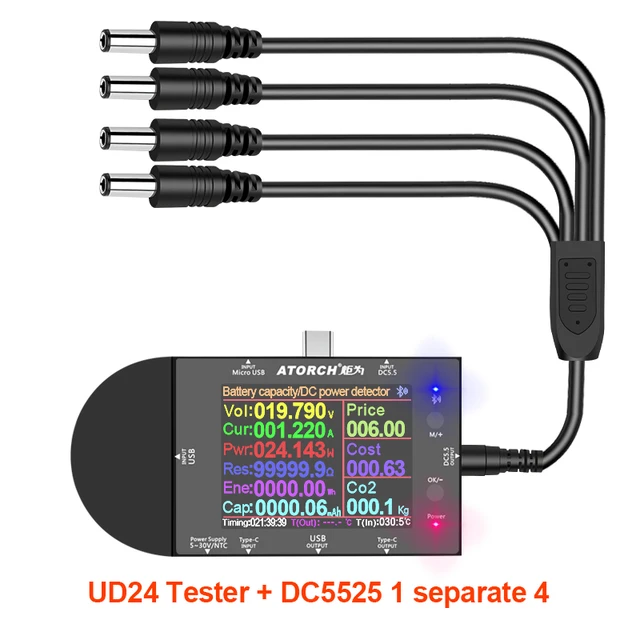 DC5.5 DC5525 kolorowy woltomierz cyfrowy amperomierz power bank czujnik napięcia volt Amper bateria router licznik elektryczny