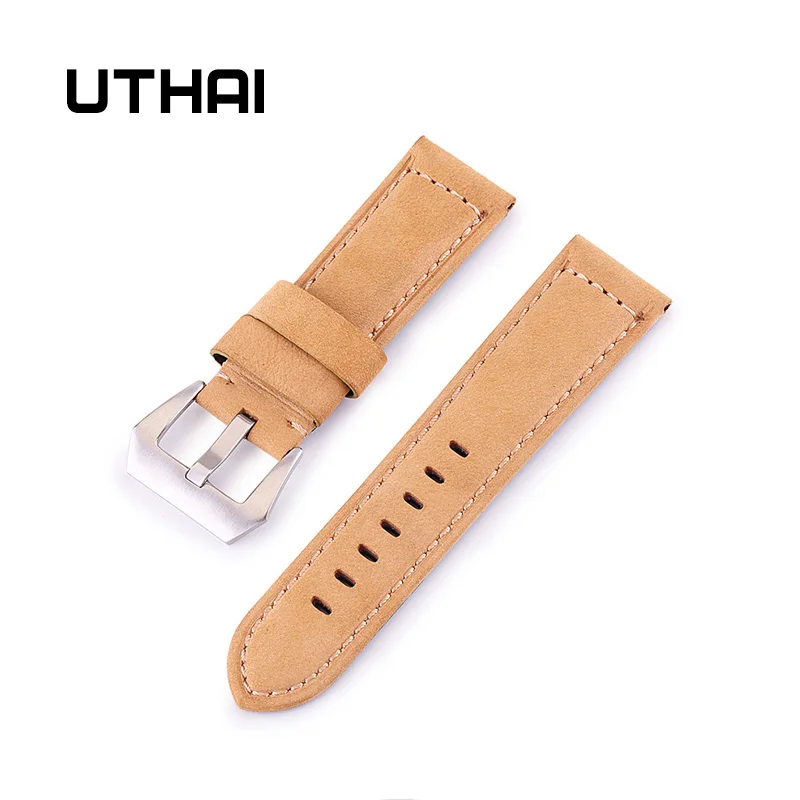 UTHAI Z17 Watchbands 20mm 22mm 24mm 26mm High-end Retro Calf Leather Watch Band Bracelet