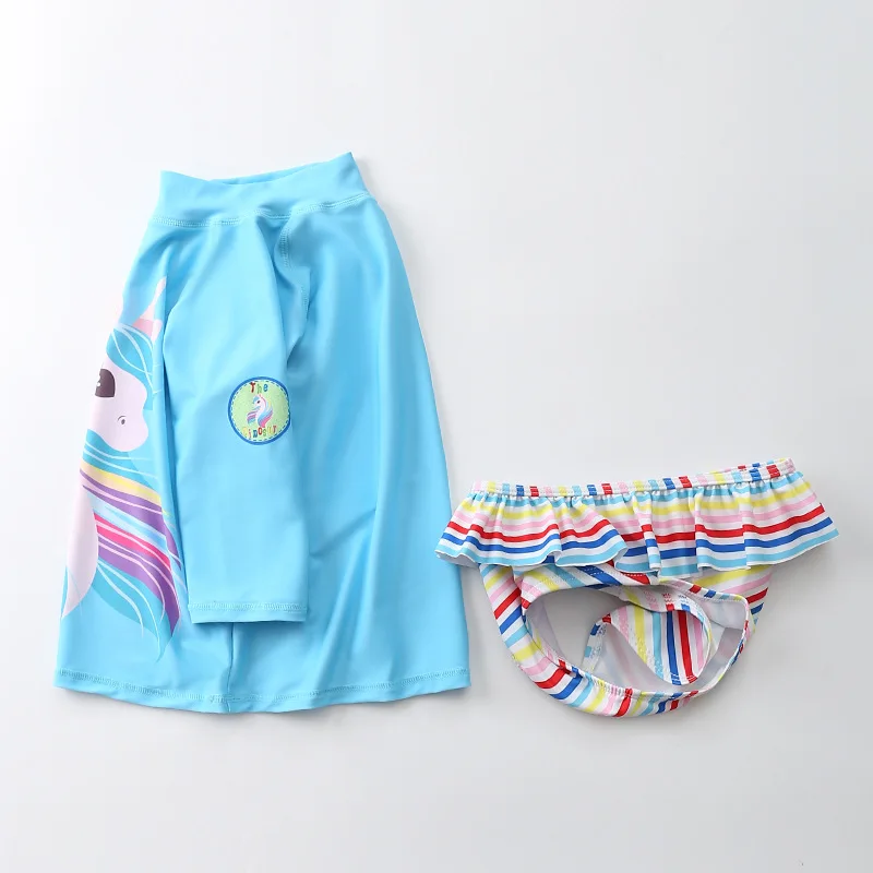 Maillot de bain licorne et sirène à manches longues pour bébés et filles, vêtements de natation et de surf pour enfants, tendance 2021