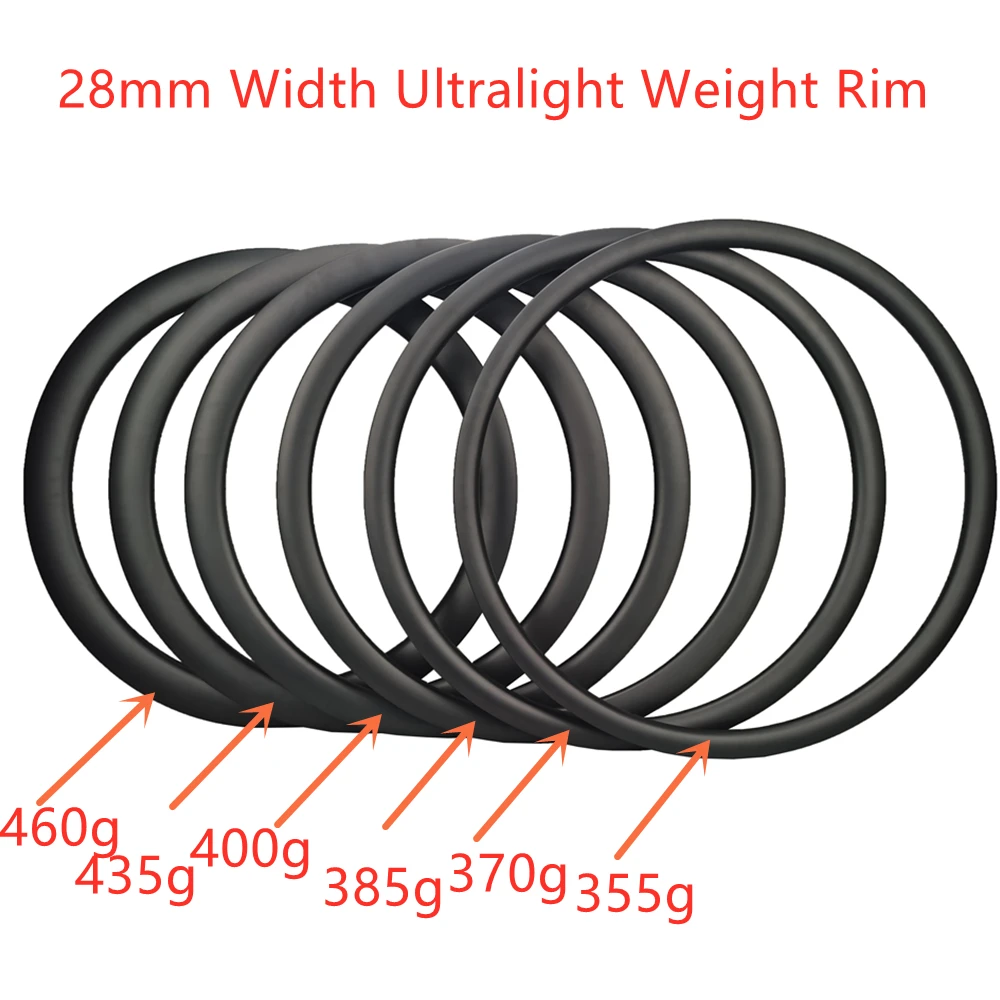 

355g Ultralight Carbon Rims 28mm Width Road Rim 30 35 40 45 50 55mm Depth 700C Road Rim UD Matt