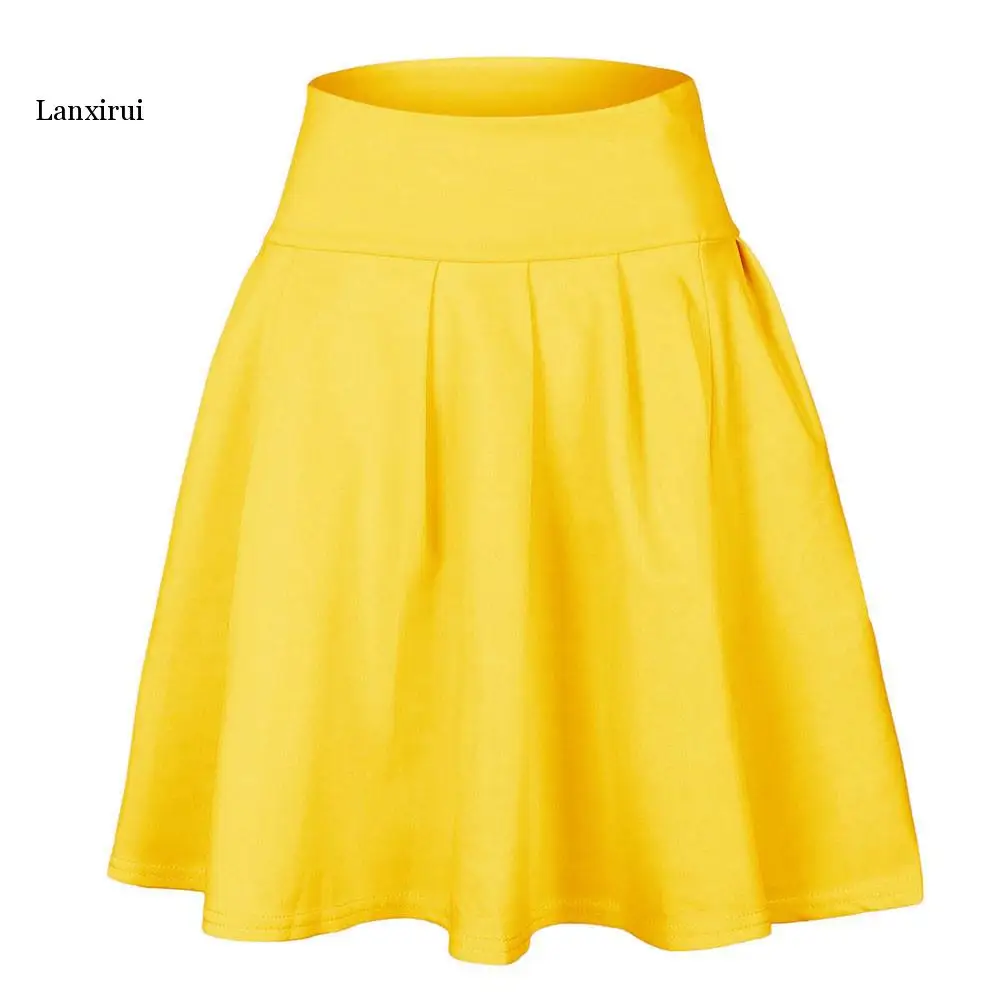 New Arrival Wholesale Party Yellow Female Womens Party Cocktail Mini Skirt Ladies Summer Skater Skirt Falda