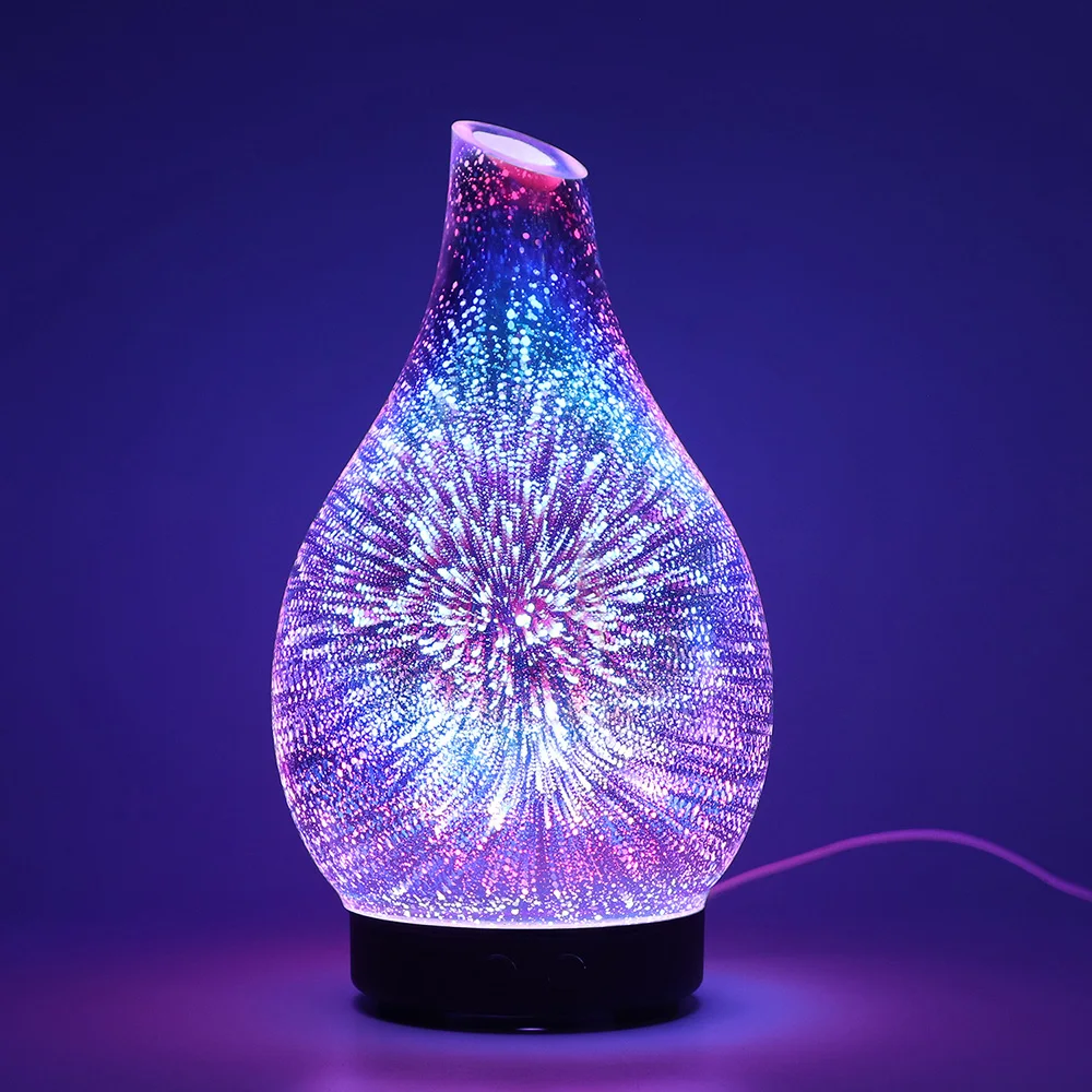 3D 100ml Aromatherapy Humidifier AROMA Essential Oil Diffuser อัลตราโซนิคความชื้น 7 สีไฟ LED สำหรับ Home Office