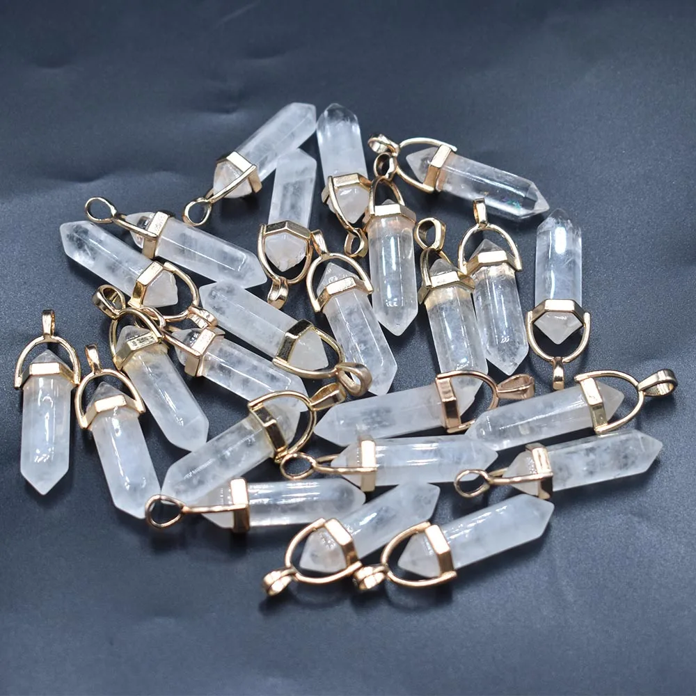 Mode-Bestseller: Naturstein-Mischanhänger, hexagonale Heilungs-Reiki-Anhänger für die Schmuckherstellung, 24 Stück/Lot, Großhandel – Detail 13