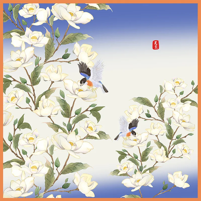 

90 см квадратные шарфы из 100% чистого шелка для женщин роскошная дизайнерская Шаль Высокое качество женский хиджаб бандана китайские солнечные терминалы