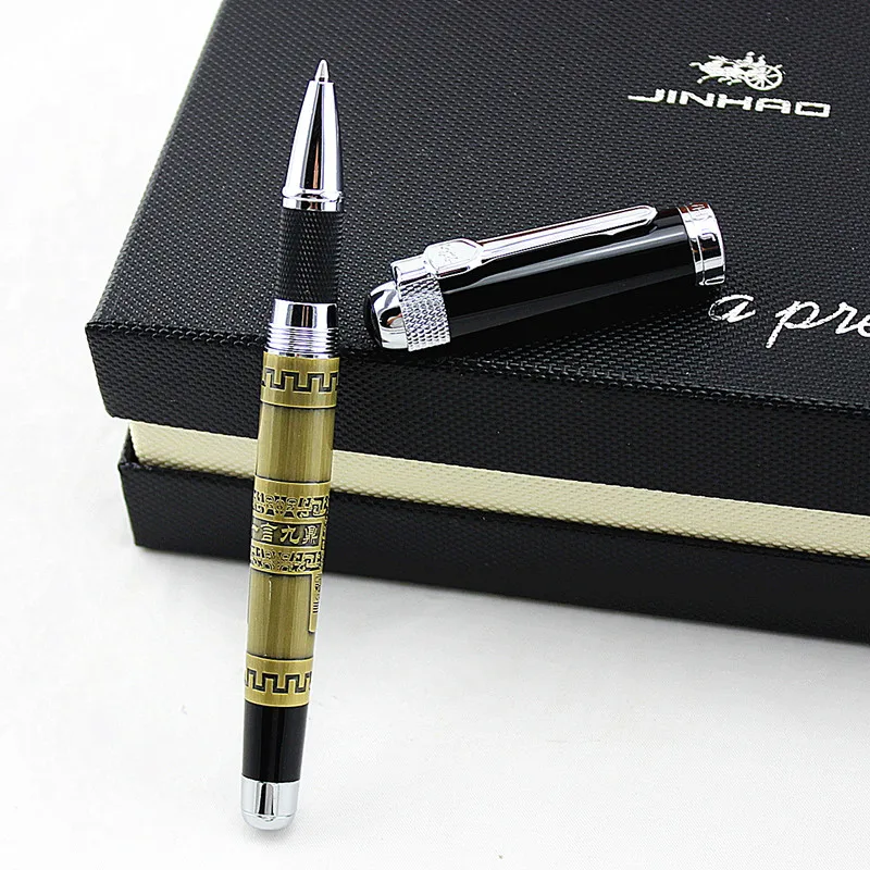 jinhao 189 Bronze Old silver Metal Emboss China tripod gift piece Trim 0.7mm Rollerball Pen