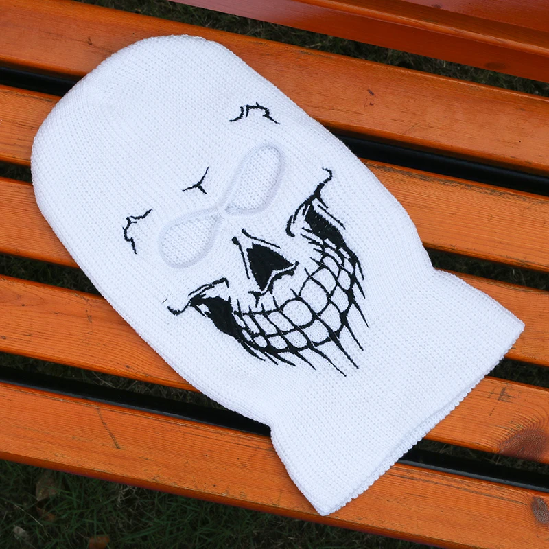 Cranio Scratch ricamo passamontagna maschera cappello maschera invernale cappellini di Halloween per feste moto bicicletta sci ciclismo maschere teschio fresco