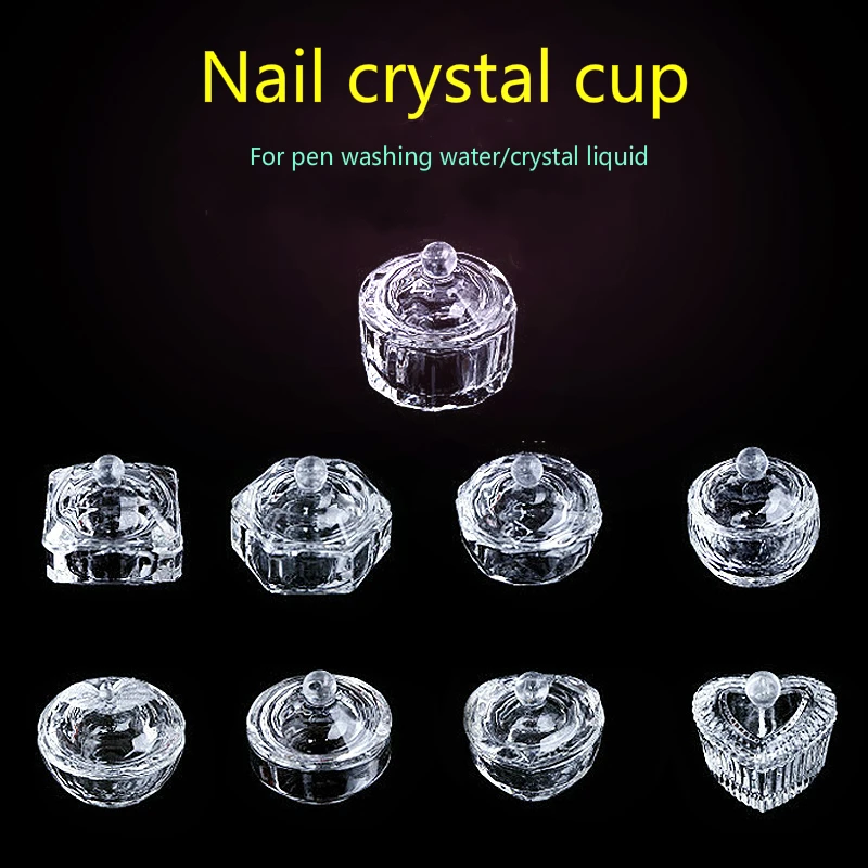 1pcs Nail Acrylic Liquid Glass Cup Acrylic Powder Transparent Glass Octagonal Shaped Crystal Cup Nail Tools