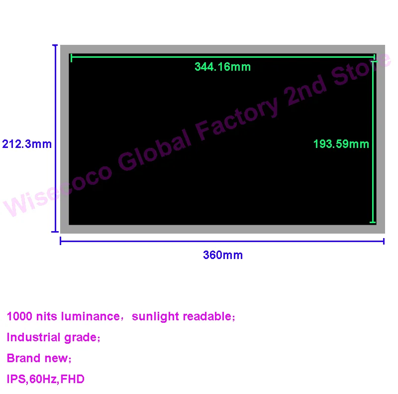 1000 Nits High Brightness Display 15.6 Inch 1920x1080 Touch Sunlight Readable Display Outdoor Automotive Display