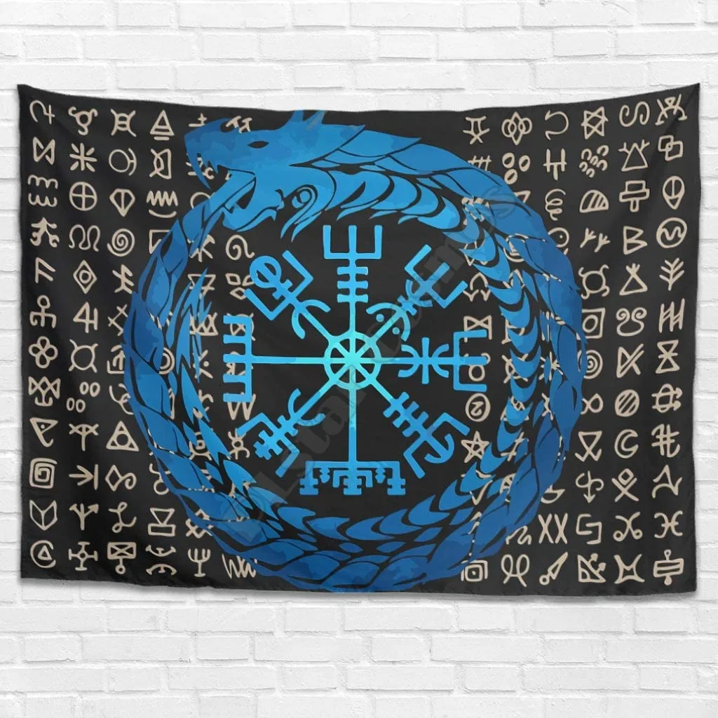 PLstar Cosmos Tapestry Viking Tattoo 3D Printing Tapestrying Rectangular Home Decor Wall Hanging Home Decoration Style-05