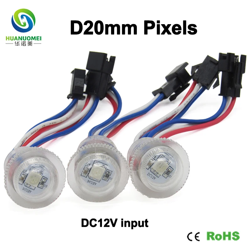 12V 20mm UCS1903 LED Pixel Point Light Addressable Full Color Module Lamp SMD 5050 RGB Blub TV Digital Amusement Park Ride Lamp