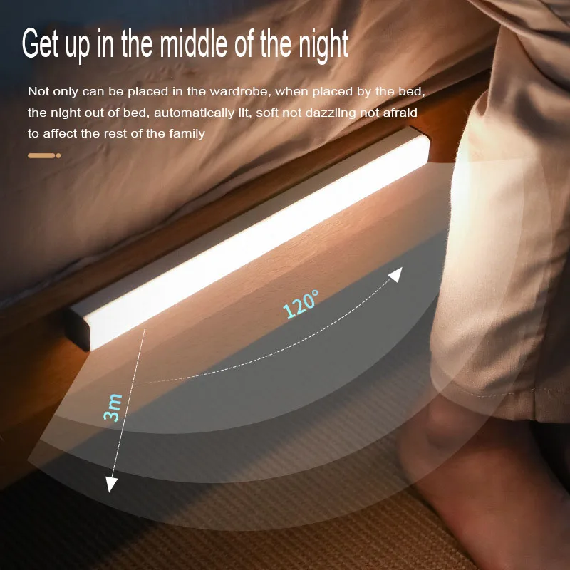 LED Body Induction Small Night Lamp Household Corridor Charging Corridor Sound Light Control Intelligent Long Wardrobe Wall Lamp