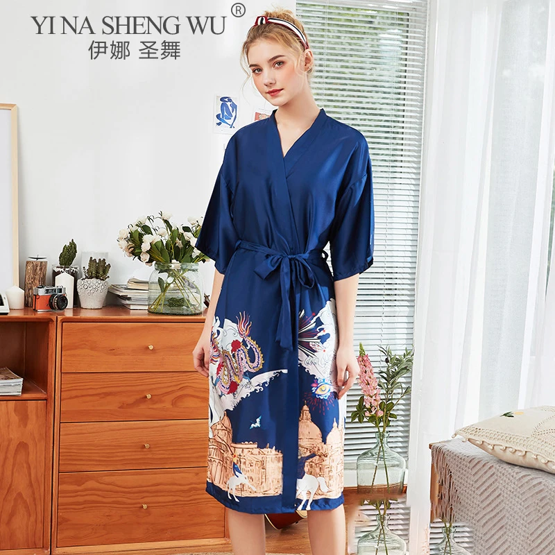 Mini Robe Kimono d'été en rayonne pour femmes, vêtements de nuit Yukata, chemise de nuit, Pijama Mujer, nouvelle collection M-XL