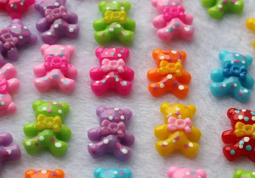 

250pcs Resin kawaii Mixed Cute Bear polka dots Deco cabochons Flatbacks 20mm wholesale free shipping