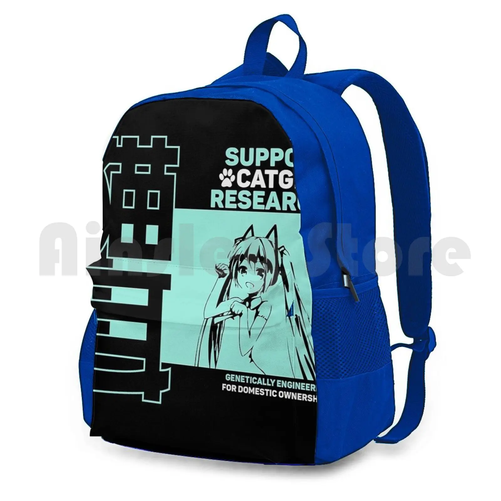 Catgirl Outdoor Hiking Backpack Waterproof Camping Travel Miku Hatsune Anime Catgirl Support Research Elon Musk Girl Arhmm