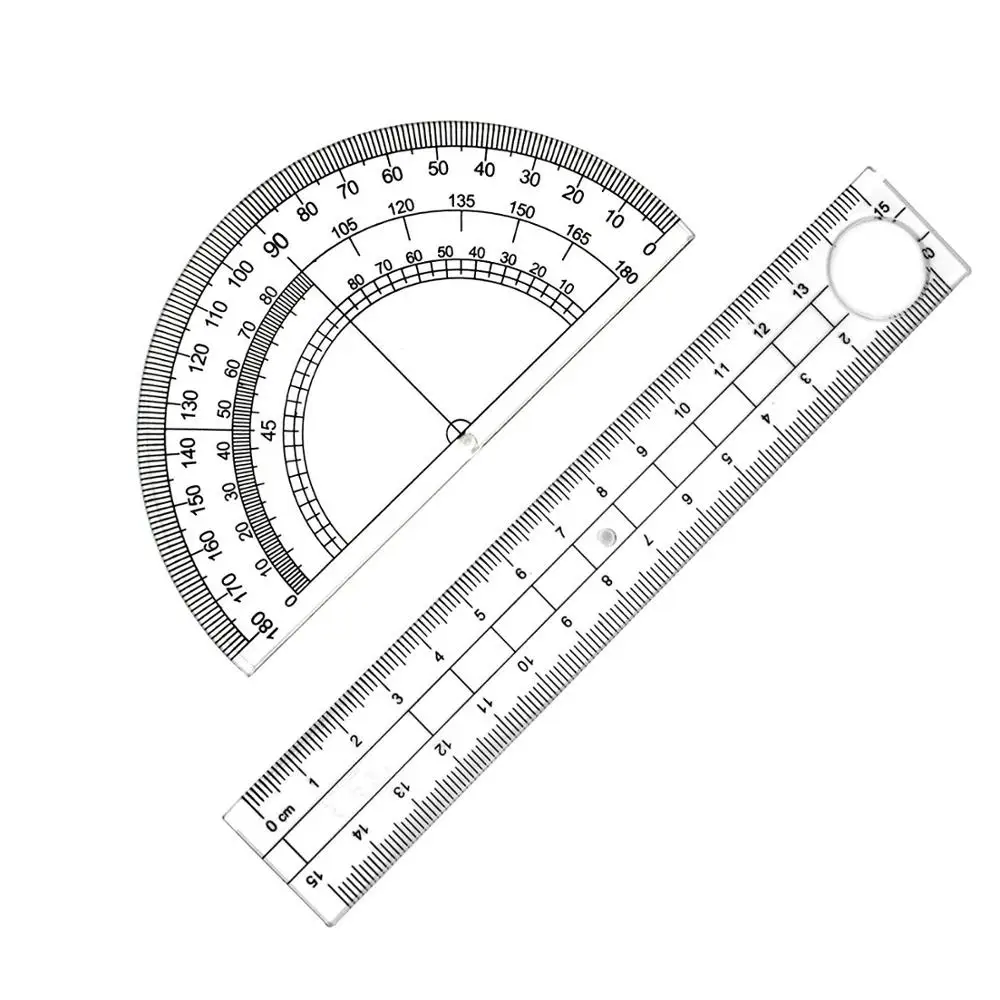 XRHYY Math Geometry Kit Set 8PCS Student Supplies With Shatterproof Storage Box For Engineering Drawing Compass Protractor Ruler