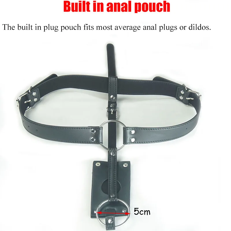 Deluxe Leather Chastity Belt,Strap-on Butt Plug Harness,Bdsm Bondage With Cock Ring,Strapon Anal Plug,Adult Sex Toys For Men