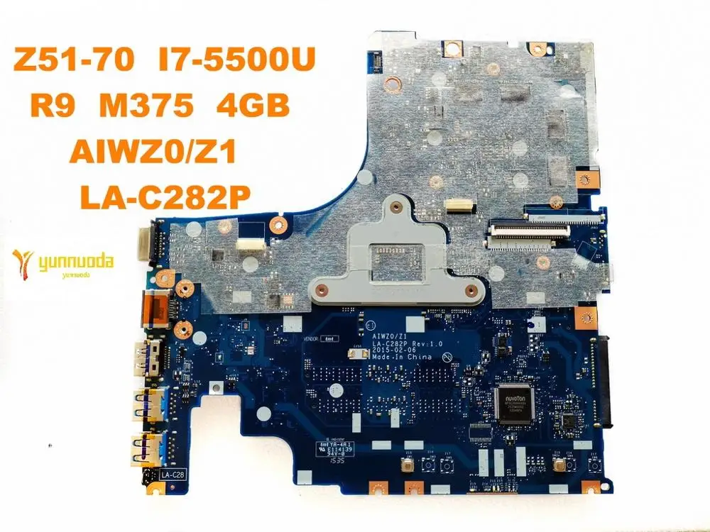 Original for Lenovo Z51-70  laptop  motherboardZ51-70  I7-5500U  R9  M375  4GB  AIWZ0Z1   LA-C282P   tested good free shipping