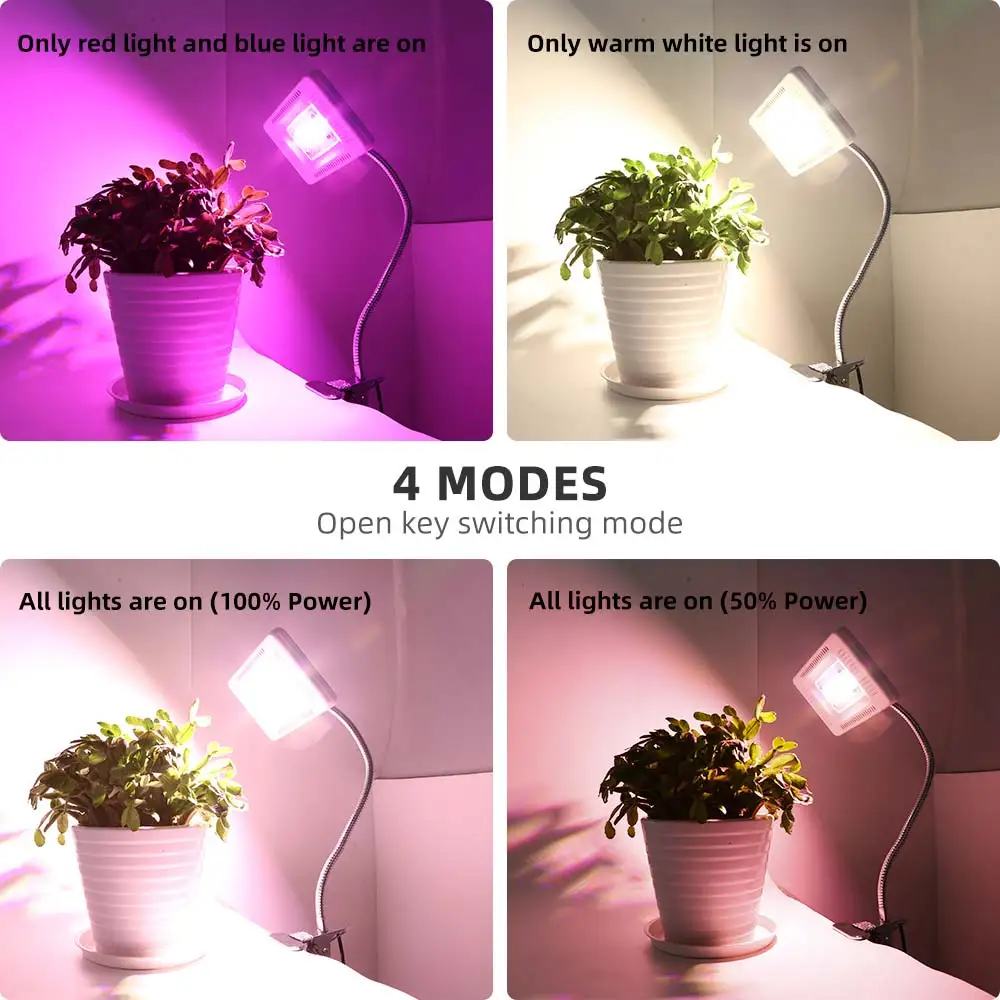 Imagem -05 - Estufa para Cultivo Interno com Clipe de Mesa Espectro Completo Modos 50w 56leds à Prova Dágua Lâmpada para Cultivo de Plantas Flores Estufa