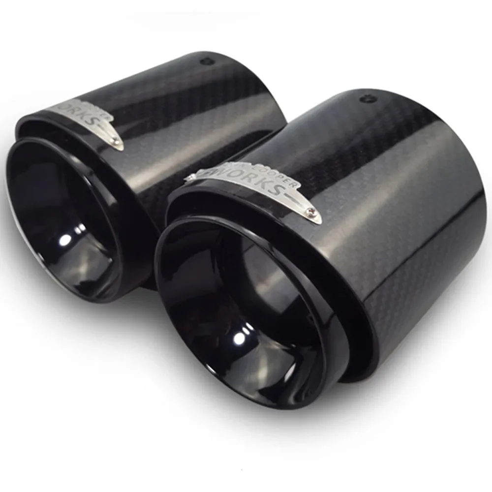 1 Pc Black Glossy Carbon Fiber Exhaust Muffler Tips Fit For Mini Cooper F54 F55 F56 F57 F60 R55