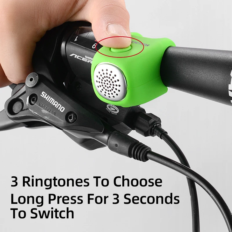 ROCKBROS 90db bici elettrica corno di bicicletta campane di allarme sicurezza MTB ciclismo manubrio campana Gel di silice anello accessori per