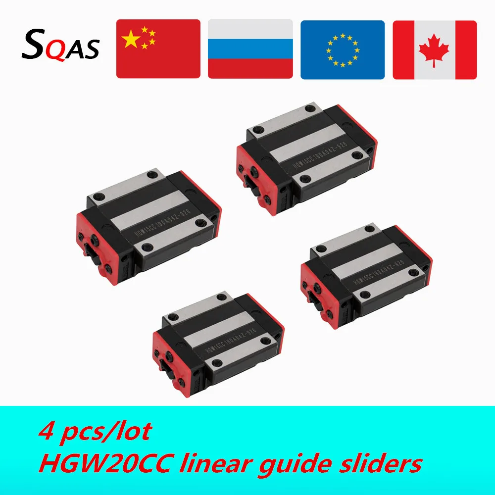 

EU warehouse linear guide sliders square rail block size same as HIWIN 4pcs/lot HGW20CC block slides for CNC