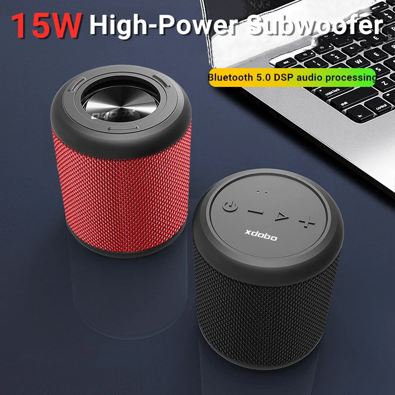 

Mini Outdoor Portable Bluetooth 5.0 Speaker 15W IPX6 Waterproof Wireless Speaker TWS Heavy Bass Boombox Support TF card AUX play