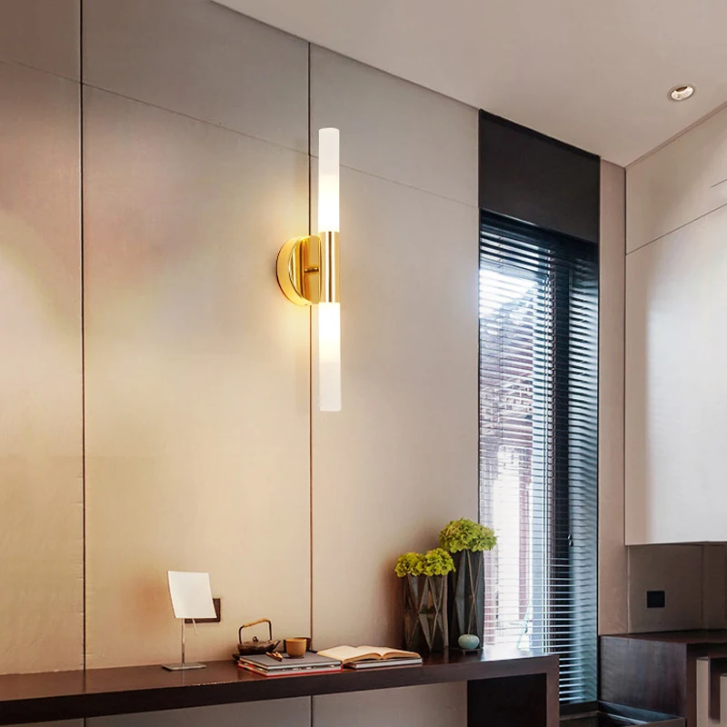 Indoor Decoration LED Wall Light Simple Style Metal And Acrylic Tube Bathroom Bedroom Dressing Table Lamp Vanity Mirror Lights