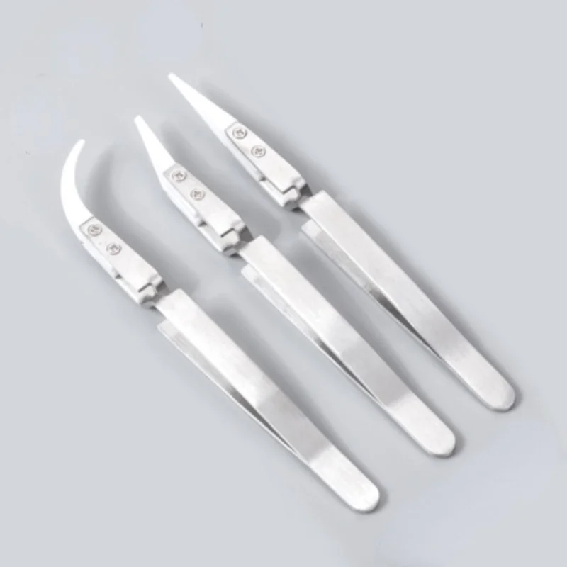 สแตนเลสเซรามิคย้อนกลับแหนบ Cross Handle/ป้องกันแม่เหล็กและ Anti Acid Precision หนีบเซรามิคแหนบ/เดี่ยว