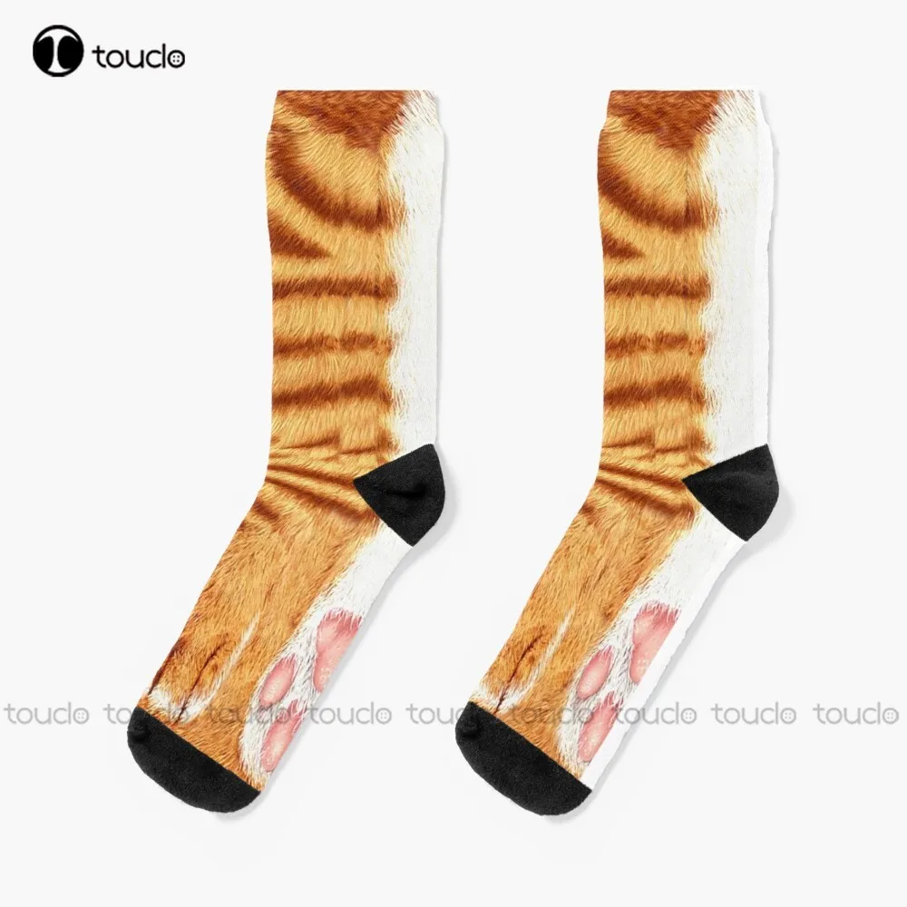 Ginger Cat Paw Socks Socks Womens Boot Socks Personalized Custom Unisex Adult Teen Youth Socks 360° Digital Print Christmas Gift