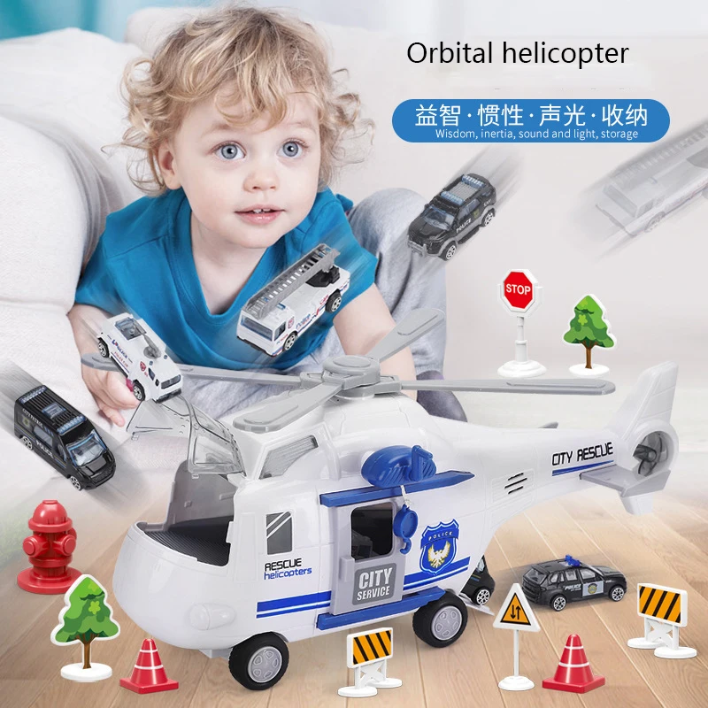 

New Big Size Music Light Rescue Helicopter Airplane Toys for Children Simulation Track Inertia Storage Helicopter Toy Xmas Gift