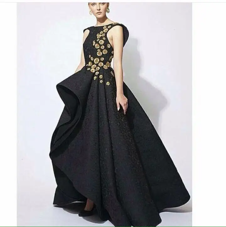 

Elegant Black Lace Evening prom gown 2018 Applique Flowers Floor-Length Sleeveless Special Occasion mother of the bride dresses