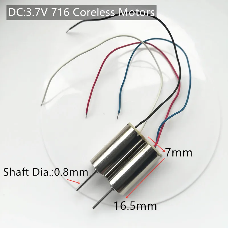 716มอเตอร์Coreless 0.8Mmเส้นผ่าศูนย์กลางเพลา7MM 3.7V CW CCWเครื่องยนต์แปรงมอเตอร์อะไหล่สำหรับracing Quadcopter RC Drone