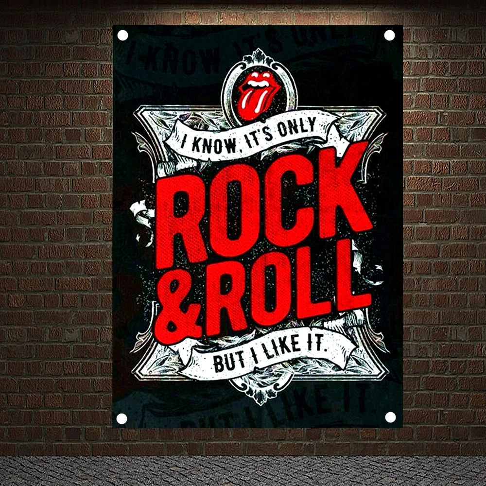 

Music Theme Four Holes Wall Hanging Pop Rock Band Signboard Flag & Banner Rock Music Stickers Canvas Painting Tapestry Wall Art