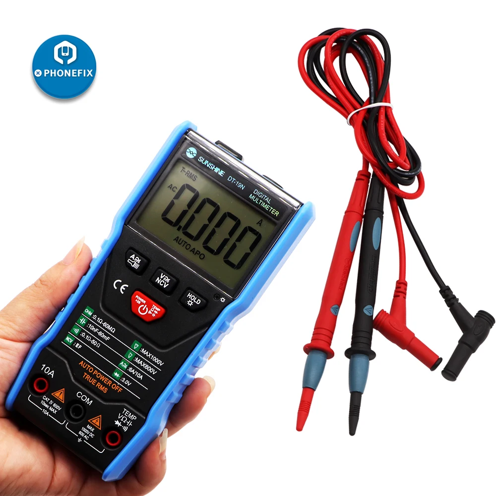 SUNSHINE DT-19N Mini Smart Multimeter Range Mobile Phone Repair Digital Multimeter AC DC Resistance Tester