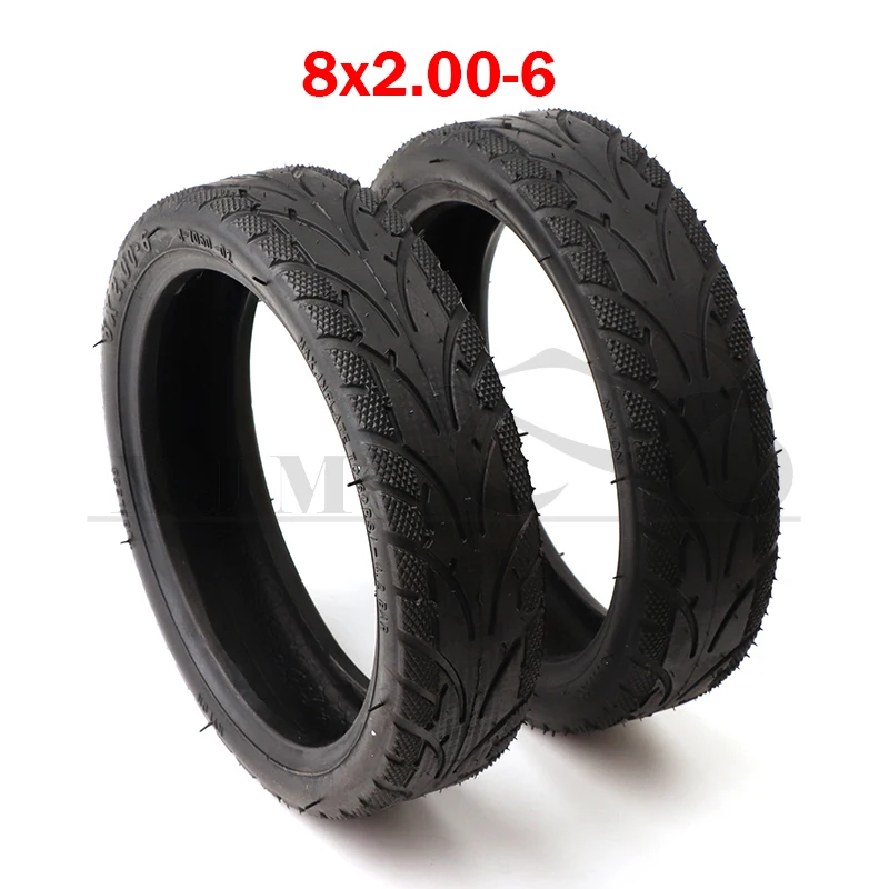 2 pieces of 8x2.00-6 thick wear-resistant tubeless tyres, suitable for mini bicycle electric wheelchair motor parts