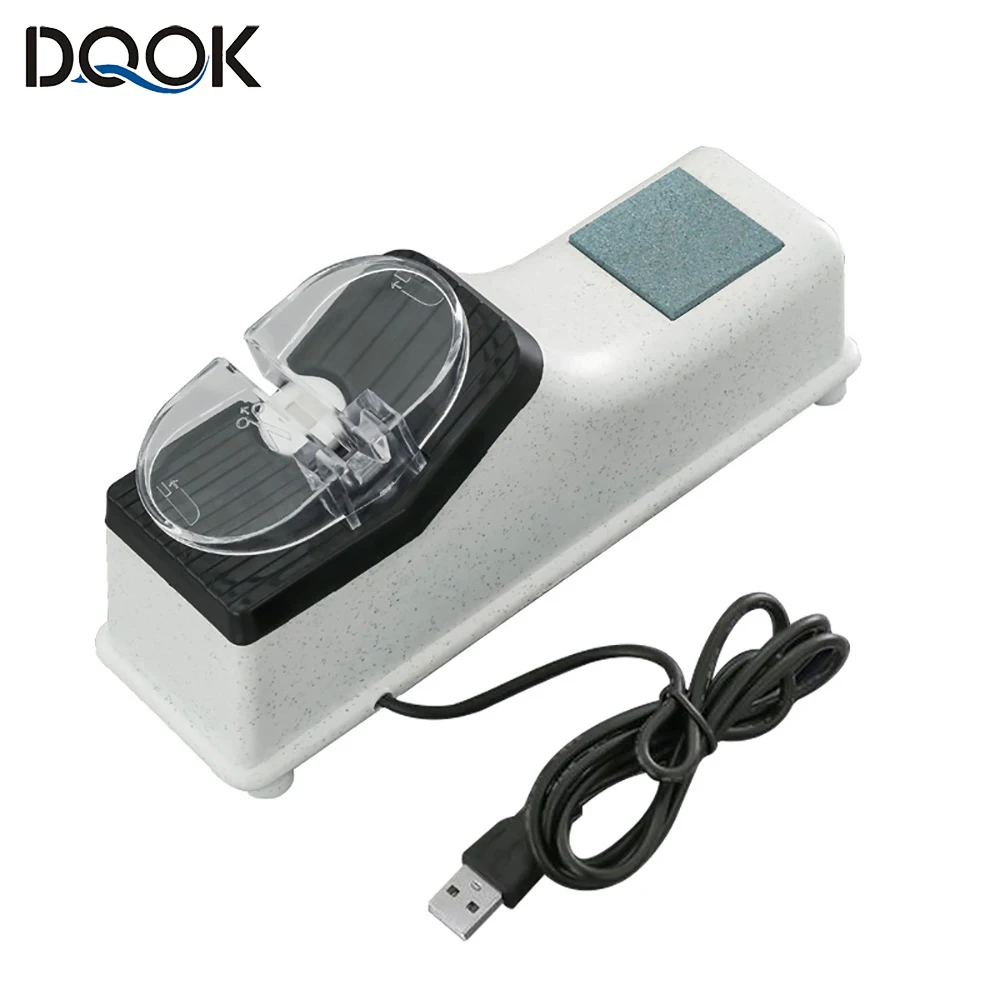 USB Electric Knife Sharpener Adjustable For Kitchen Knives Tool Knife Scissor Sharpening White medium and fine grinding blade