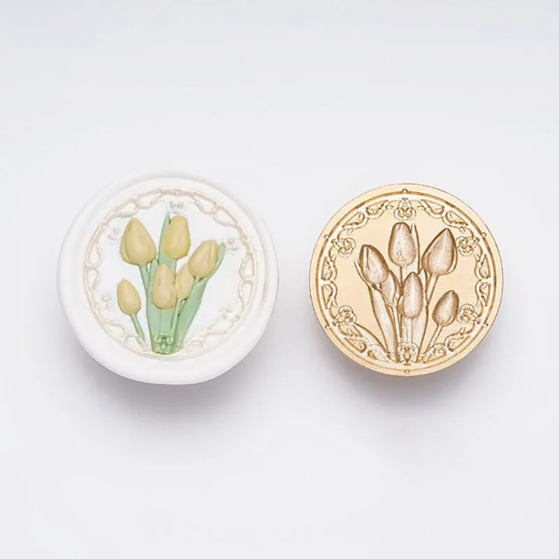 

Embossed Tulip Fire Lacquer Seal European Lily of the Valley Wax Seal 3D Rose Flower DIY Wax Stamp Envelope Invitation Seal