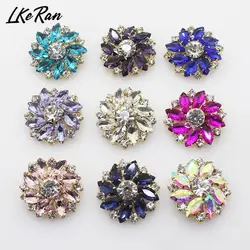 NEW 28mm 1Pcs Shiny Glass Crystal Rhinestone Button Flower Shank Button DIY Gold Metal Sewing Decorative Clothing Accessories