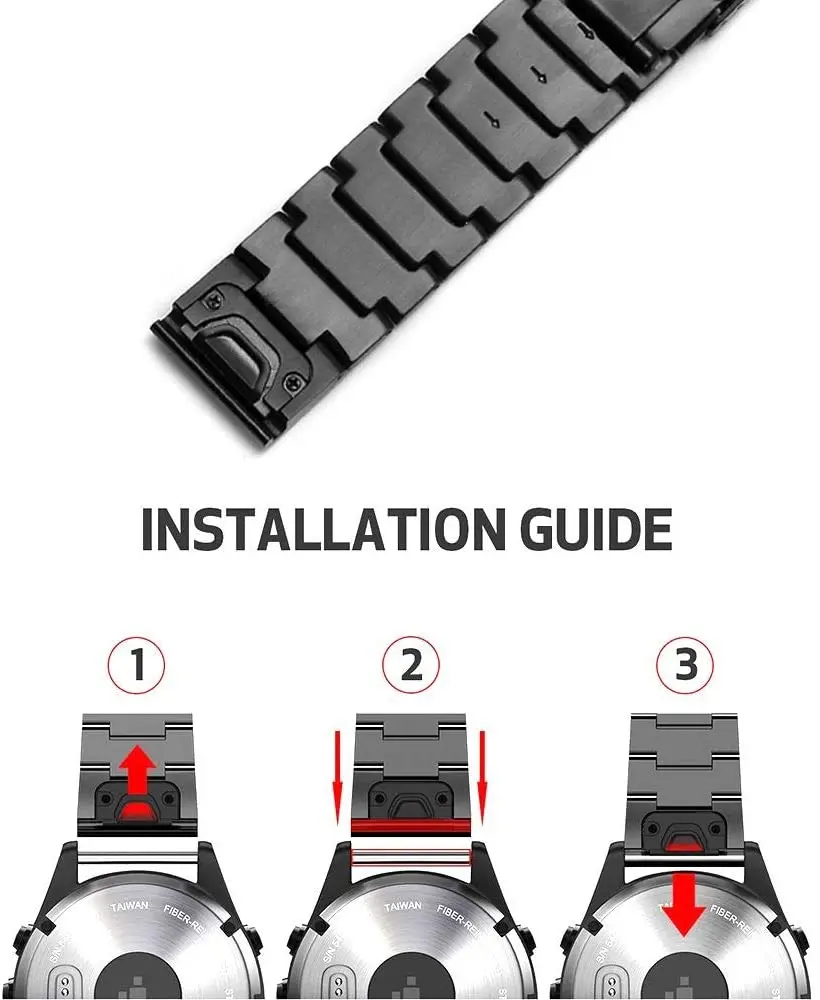 26/22/20mm Metal Strap for Garmin Fenix 6X 6S/Fenix 5X 3HR Stainless steel Quick fit connector strap for Forerunner 745/Fenix5 6